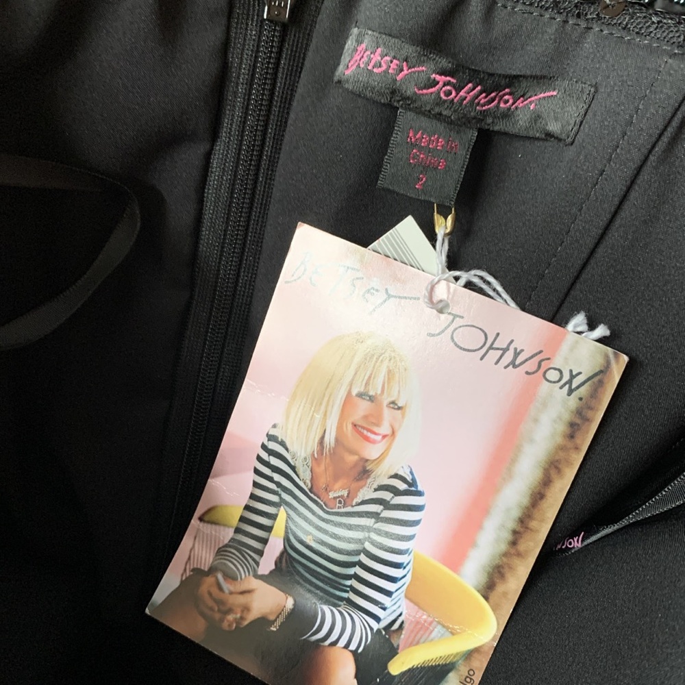 NWT Betsey Johnson Black Velveteen Romper Cabaret - Picture 7 of 8